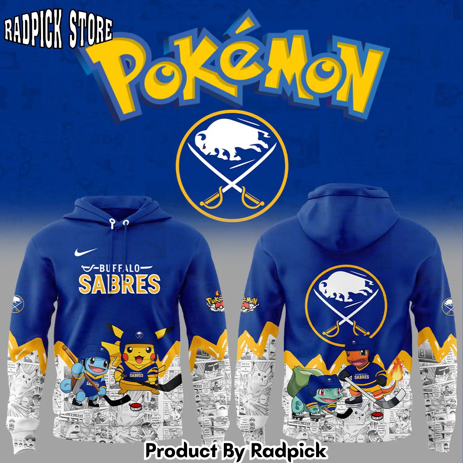 Buffalo sabres x pokmon new hoodie joggers hoodie and long pants set rp291885